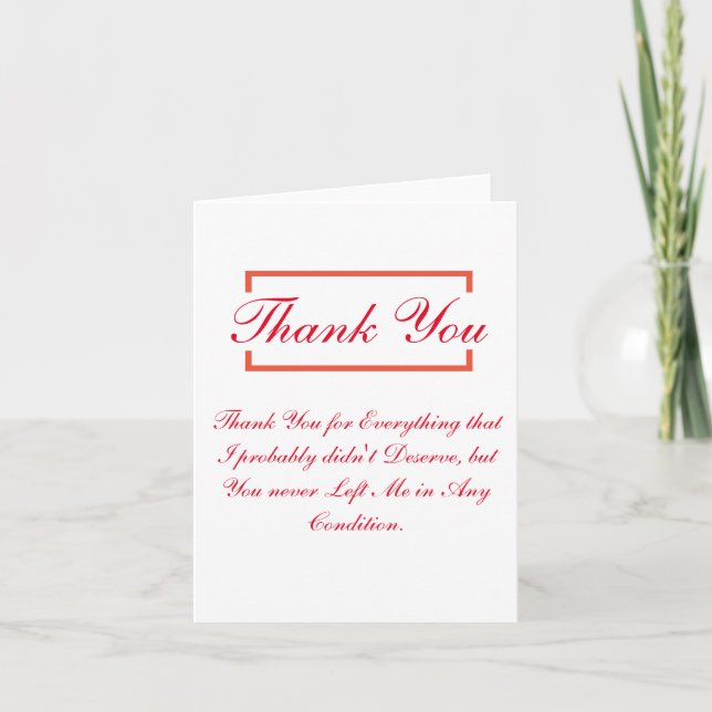 Small, 4" x 5.6" Folded Thank You Card for special (Front)