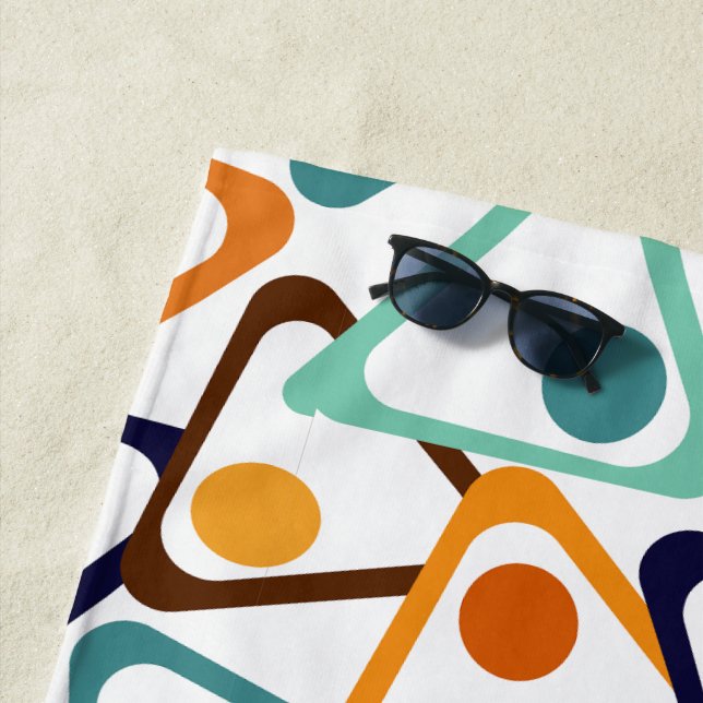 Small 70s Triangles  Beach Towel (In Situ)