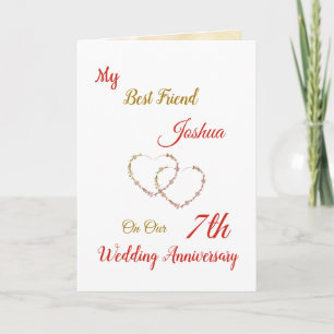 Small 7th Anniversary design greeting Card