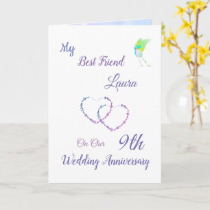 Small 9th Anniversary design greeting Card
