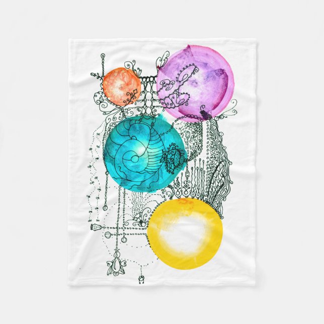 Small Abstract Art "Expanding Multiverse" Fleece Blanket (Front)