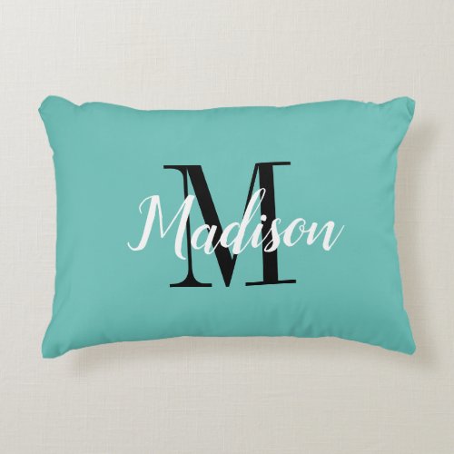 Small accent pillow gift with custom name monogram