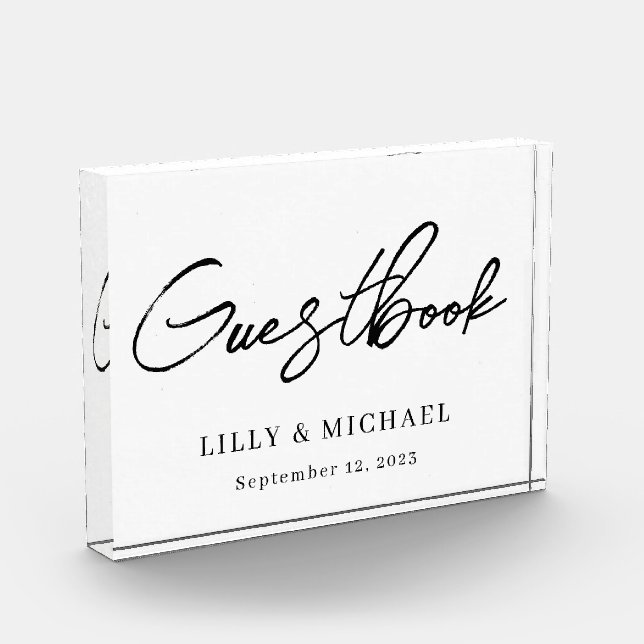 Small Acrylic Wedding Guestbook Sign Acrylic Award (Left)