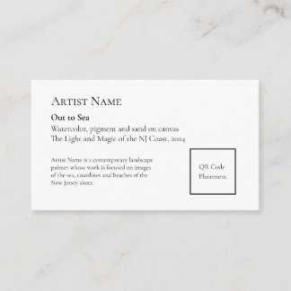 Small Add QR Code Art Show Display Placards Note Card