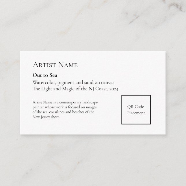 Small Add QR Code Art Show Display Placards Note Card (Front)