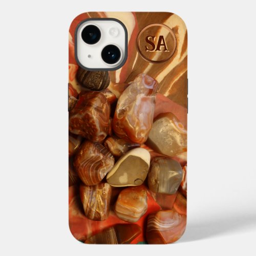 Small Agates Blue Water Abstract Monogram Photo   Case_Mate iPhone 14 Case