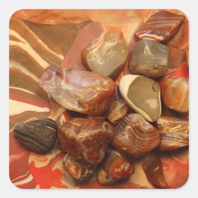 Small Agates Blue Water Abstract Photo  Square Sticker (Front)