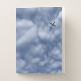 Small Airplane Flying in Cloudy Sky Photo Pocket Folder