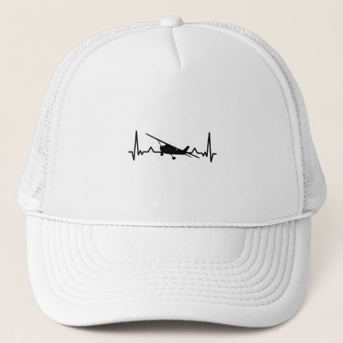 Small Airplane Heartbeat Aircraft Pilot Gifts Trucker Hat