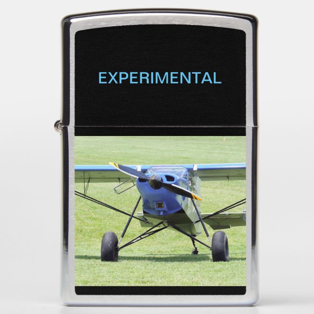 Small Airplane Parked On The Grass Zippo Lighter (Front)