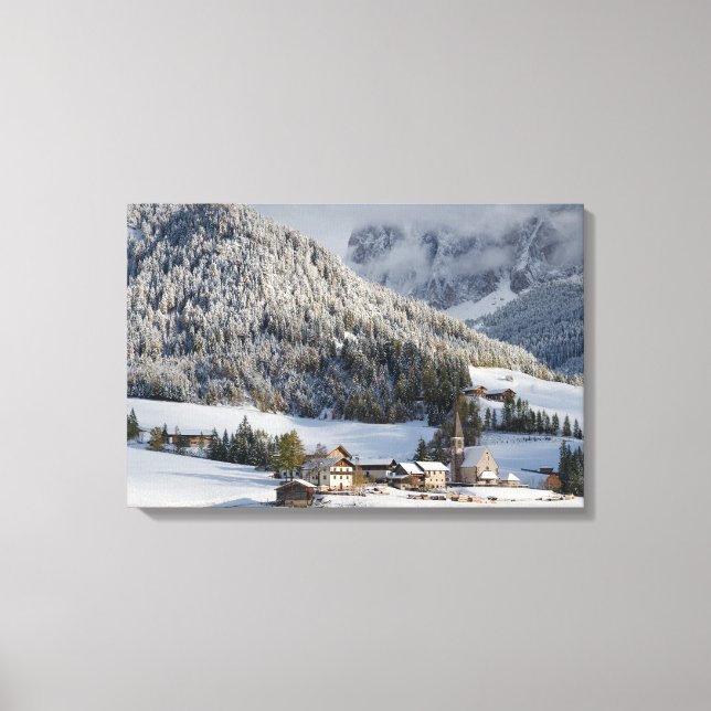 Small alpine village in the snow canvas (Front)