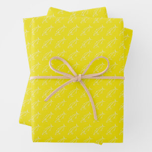 Small Amberjack in Pale Yellow on Bright Yellow Wrapping Paper Sheets