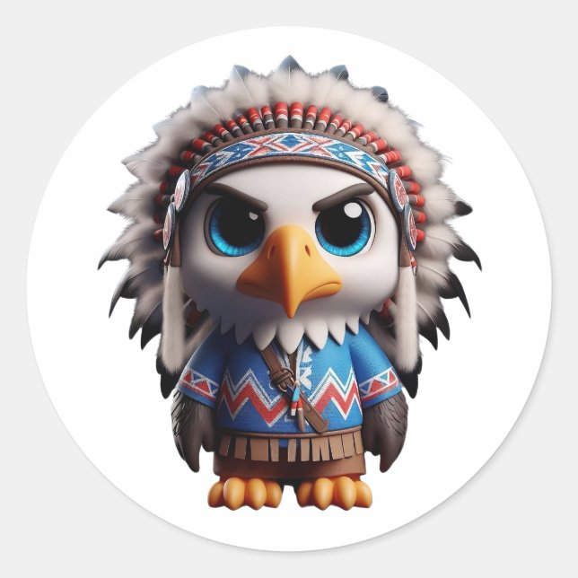 Small American eagle Classic Round Sticker (Front)