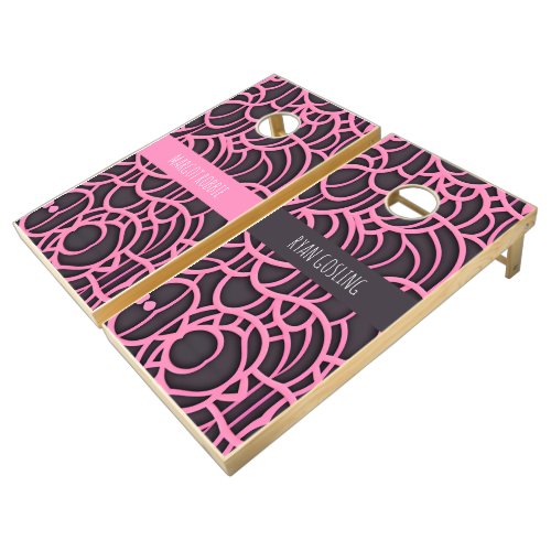Small amount of coral Pink Watercolor Patter Cornhole Set