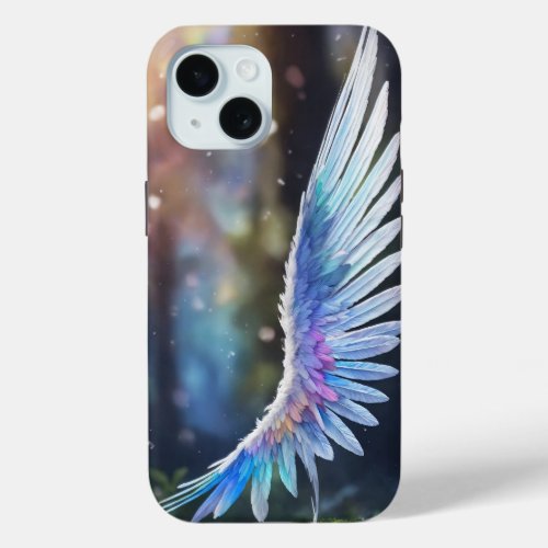 Small Angel Wings in Soft Rainbow Colors Mobile iPhone 15 Case
