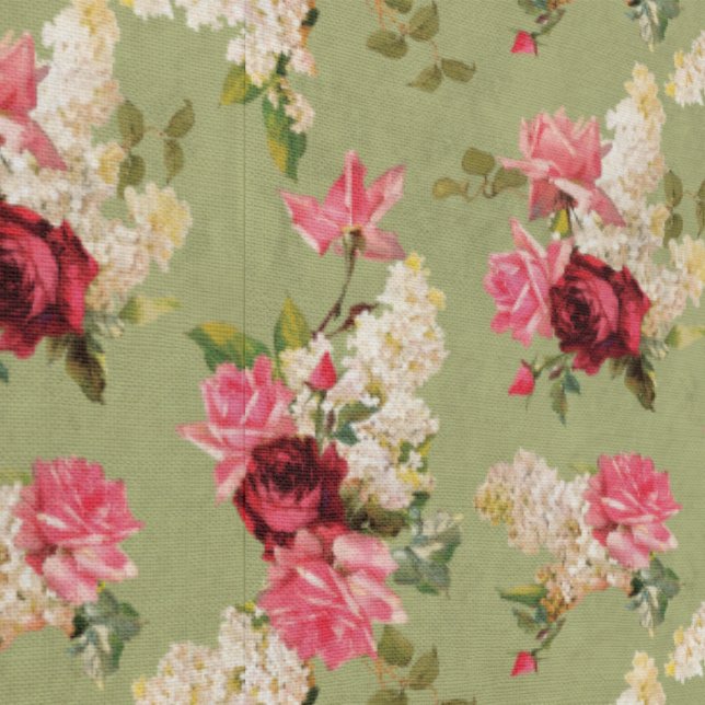 Small Antique Vintage Florals | Green Wallpaper (Seam)