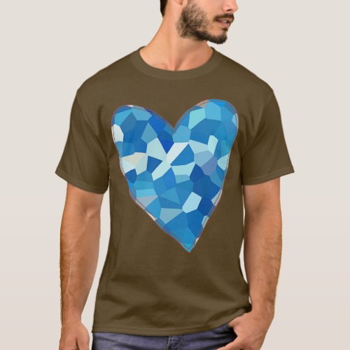 Small Aqua Blue Mosaic Heart T_Shirt