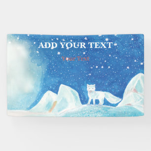 Small Arctic Fox Illustration Customizable Banner
