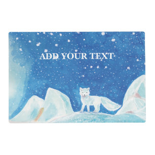 Small Arctic Fox Illustration Personalized Placemat