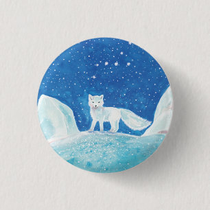 Small Arctic Fox (Vulpes lagopus) Illustration Button