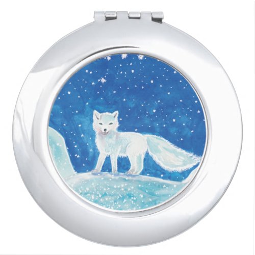 Small Arctic Fox Vulpes lagopus Illustration  Compact Mirror