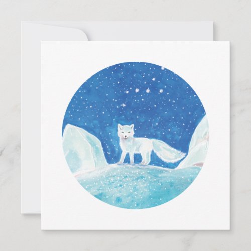 Small Arctic Fox Vulpes lagopus Illustration   Holiday Card
