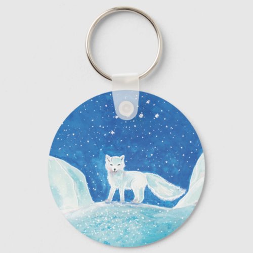 Small Arctic Fox Vulpes lagopus Illustration    Keychain