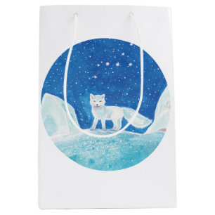 Small Arctic Fox (Vulpes lagopus) Illustration Medium Gift Bag
