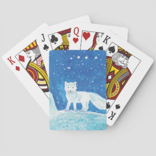 Small Arctic Fox (Vulpes lagopus) Illustration Poker Cards