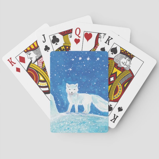 Small Arctic Fox (Vulpes lagopus) Illustration Poker Cards (Back)