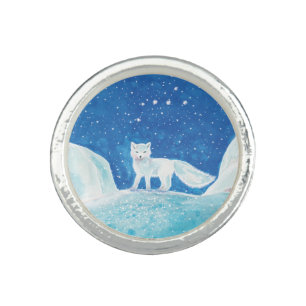Small Arctic Fox (Vulpes lagopus) Illustration Ring