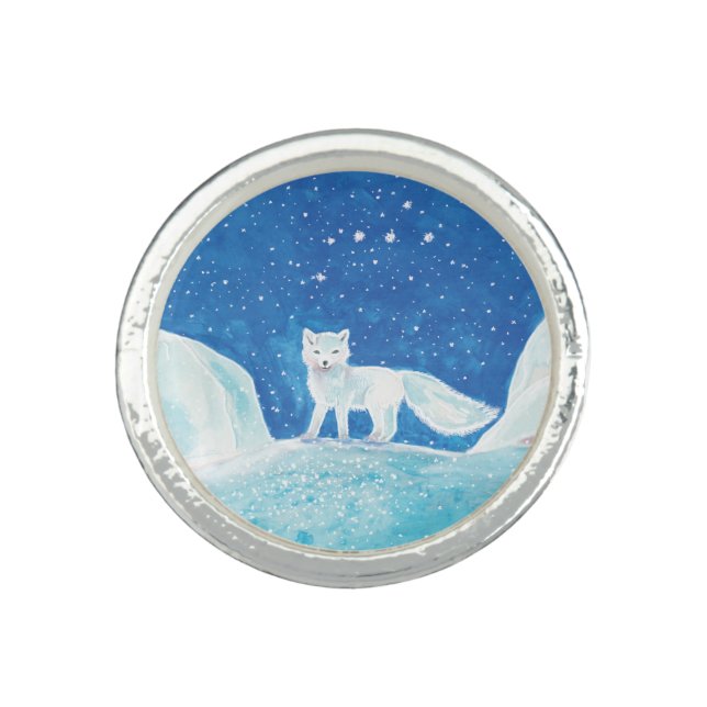 Small Arctic Fox (Vulpes lagopus) Illustration   Ring (Front)