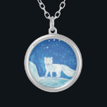 Small Arctic Fox (Vulpes lagopus) Illustration   Silver Plated Necklace<br><div class="desc">Arctic fox (Vulpes lagopus) is a small fox native to the arctic regions - Picture book illustration for a book 'The land of the snowman' written and illustrated by Julia Doria.</div>