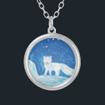 Small Arctic Fox (Vulpes lagopus) Illustration   Silver Plated Necklace<br><div class="desc">Arctic fox (Vulpes lagopus) is a small fox native to the arctic regions - Picture book illustration for a book 'The land of the snowman' written and illustrated by Julia Doria.</div>