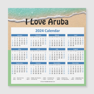 Small Aruba 2024 Yearly Magnetic Calendar