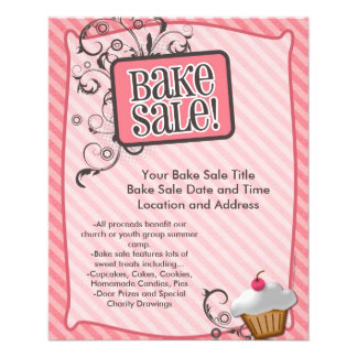 Small Bake Sale Flyers, Sweet Pink Swirls Flyer