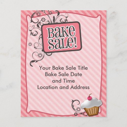 Small Bake Sale Flyers Sweet Pink Swirls Flyer