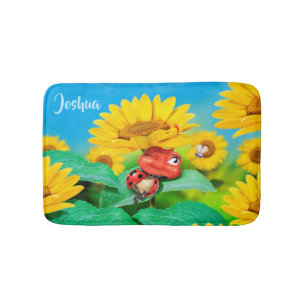 Small bath mat Sunflowers Ladybug