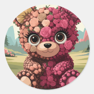 small bear classic round sticker