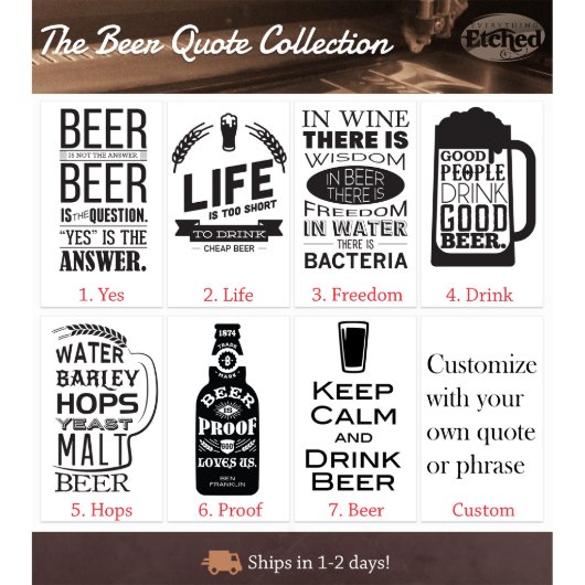 Small Beer Cap Shadow Box & Beer Quote Engraving (Design Fronts)