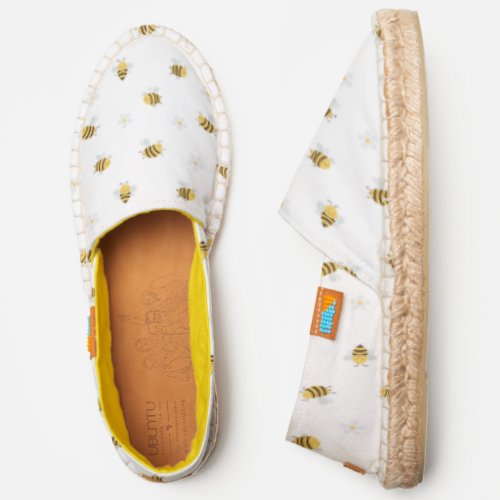 Small Bees and White Flowers Espadrilles