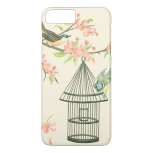 Small Birds Perched on a Branch and on a Birdcage iPhone 8 Plus/7 Plus Case