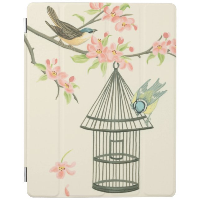 Small Birds Perched on a Branch and on a Birdcage iPad Smart Cover (Front)