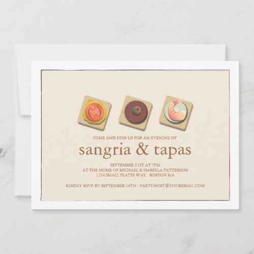 Small Bites Trio Sangria  Tapas Party Invitation