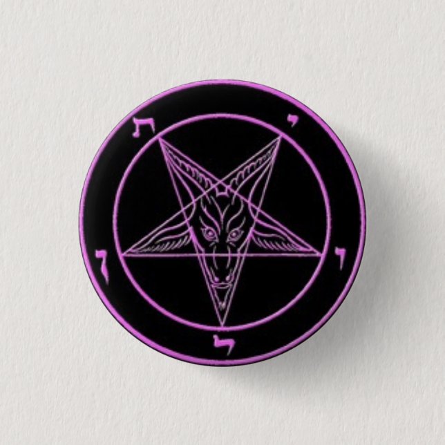 Small Black and Pink Baphomet Pin (Front)