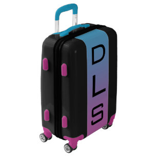 SMALL Black + Blue-Purple Ombre Monogram Carry On Luggage