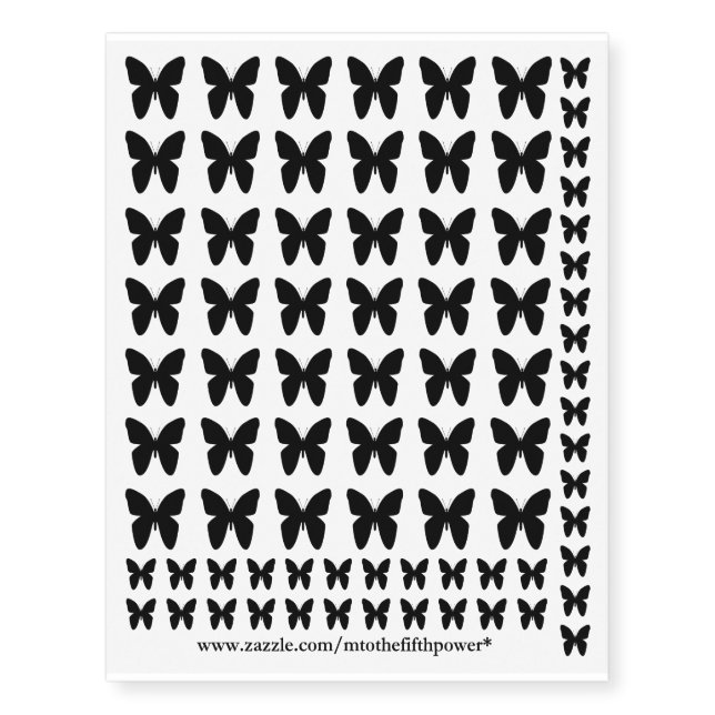 Small Black Butterflies Temporary Tattoos (Front)