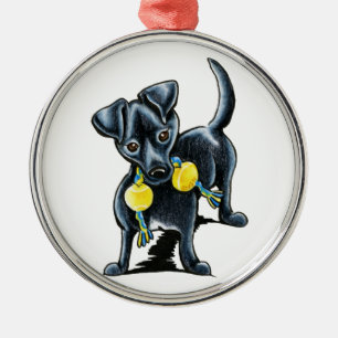 Small Black Dog Tucker Metal Ornament