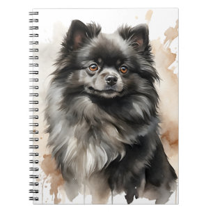 SMALL BLACK FLUFFY POMERANIAN PUPPY DOG NOTEBOOK