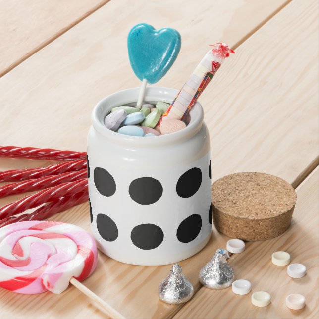 Small Black Polka Dot Candy Jar (In Situ)